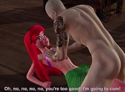 The princess Ariel engages in explicit sexual activities including intercourse, oral sex, manual stimulation, and climax scenes in uncensored hentai videos by Thereal3dstories, lasting 7 minutes in Portuguese.